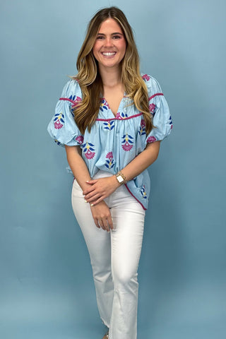 Seaside Breeze Embroidered Top