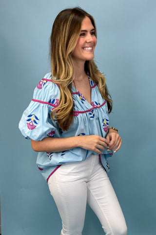Seaside Breeze Embroidered Top