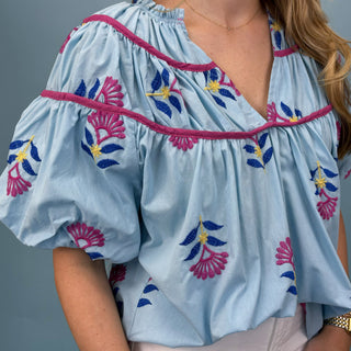Seaside Breeze Embroidered Top