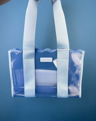 Case Mate Medium Jelly Tote in Ballerina Pink, Navy Twilly, and Carolina Blue. 