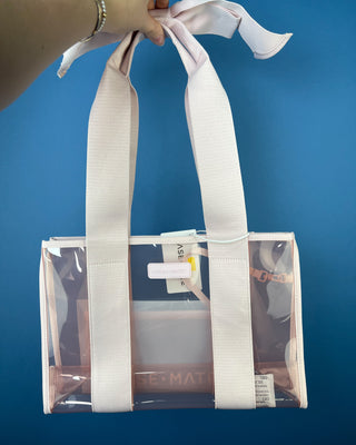Case Mate Medium Jelly Tote in Ballerina Pink, Navy Twilly, and Carolina Blue. 