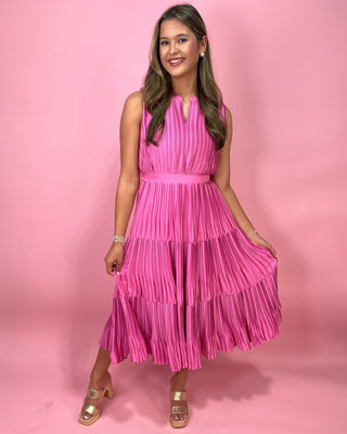 Blushing Beauty Pleated Pink Maxi Dress