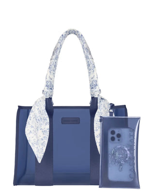 Case Mate Medium Jelly Tote in Ballerina Pink, Navy Twilly, and Carolina Blue. 
