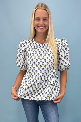 Sunday Blooms Floral Peplum Top