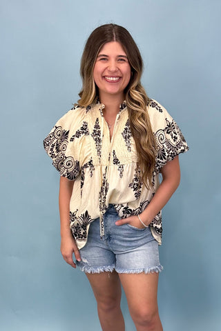 Oh So Chic Cream Smocked Top