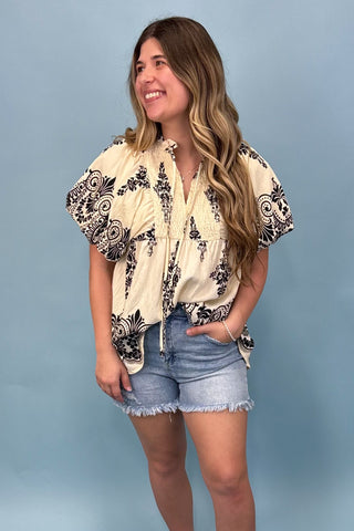 Oh So Chic Cream Smocked Top