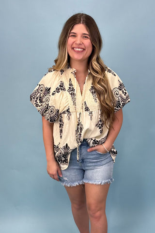 Oh So Chic Cream Smocked Top