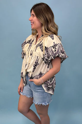 Oh So Chic Cream Smocked Top