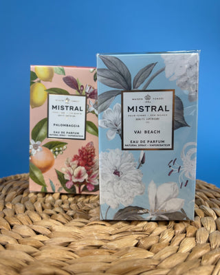 Mistral Women's Eau de Parfum in Vai Beach and Palombaggia fragrances, 1.7 fl oz French perfume