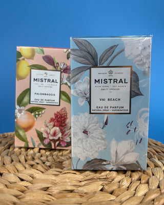 Mistral Women's Eau de Parfum in Vai Beach and Palombaggia fragrances, 1.7 fl oz French perfume