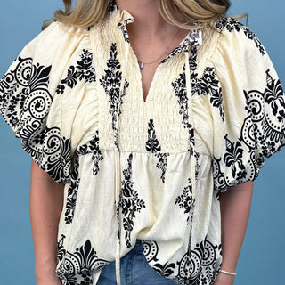Oh So Chic Cream Smocked Top