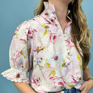 Dockside Dreaming Pink Floral Top