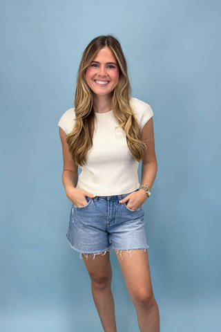 Casual Nights White Knit Crop Top