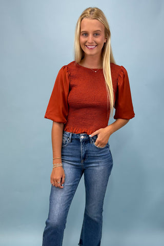 Stay Awhile Smocked Puff Sleeve Top *More Colors*