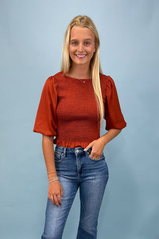 Stay Awhile Smocked Puff Sleeve Top *More Colors*