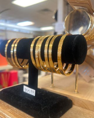 Weisinger Designs Lord's Prayer and Hail Mary Gold Bangle Bracelet. Clasp Open and Close Bracelet, Adult Size displayed in a