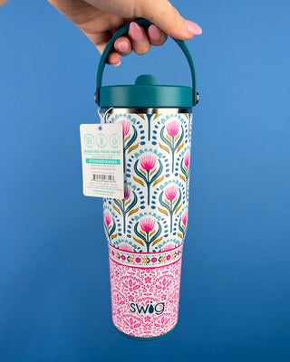 Shop the Swig To-Go Tumbler 30oz featuring a leakproof lid, folding carry handle, reusable straw, and triple insulation for all-day hot or cold drinks.