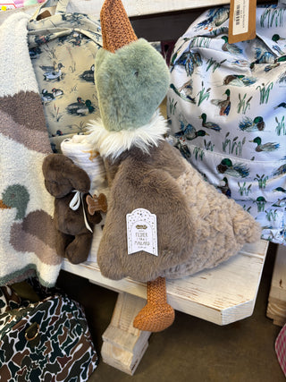 Meet Fisher the Mallard Plush Pal, an ultra-soft stuffed mallard duck filled with plush fiber and polypropylene beads