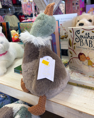 Meet Scout the Mallard Plush Pal, a 15-inch ultra-soft stuffed mallard duck featuring plush polyester fabric, a cuddly fill