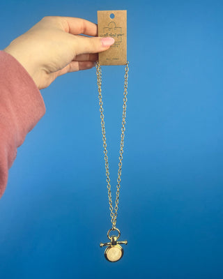 Shop the Gold & Beige Stone Necklace featuring a faceted beige stone, gold-tone chain, and timeless pendant for effortless everyday style.