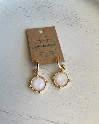 Shop the Gold & White Earrings featuring faceted white stone drops, gold-tone hoops, and a timeless design perfect for everyday wear and special occasions.