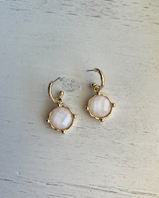 Shop the Gold & White Earrings featuring faceted white stone drops, gold-tone hoops, and a timeless design perfect for everyday wear and special occasions.