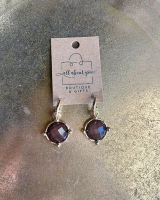 Shop the Gold & Brown Earrings featuring faceted brown stone drops, gold-tone hoops, and a timeless design perfect for everyday and dressy looks.