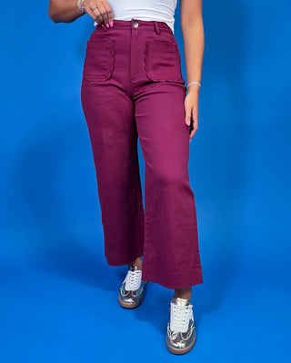 Burgundy Bloom Scallop Pocket HR Jeans