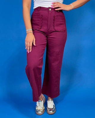 Burgundy Bloom Scallop Pocket HR Jeans