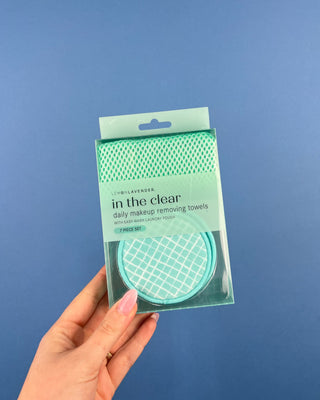 Shop the In The Clear Makeup Removing Towels by Lemon Lavender featuring 7 reusable makeup rounds, a laundry pouch, and gentle makeup removal with warm water.