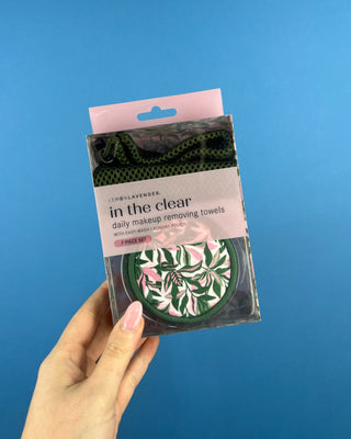 Shop the In The Clear Makeup Removing Towels by Lemon Lavender featuring 7 reusable makeup rounds, a laundry pouch, and gentle makeup removal with warm water.