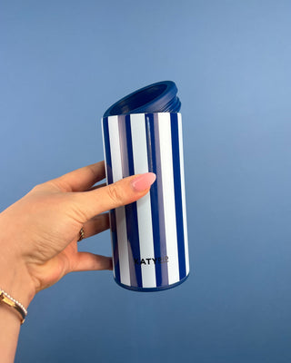 Shop the KATYDID Striped Slim Can Cooler in multiple fun colors! Featuring bold stripes and a removable top, perfect for beach days, pool parties, and gifts.