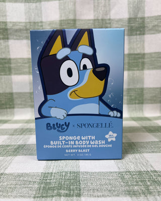Shop the Bluey x Spongellé Sponge with Built-In Body Wash in Berry Blast. Features an adorable Bluey design, fruity fragrance, and 14+ washes.