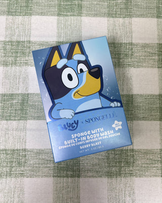 Shop the Bluey x Spongellé Sponge with Built-In Body Wash in Berry Blast. Features an adorable Bluey design, fruity fragrance, and 14+ washes.