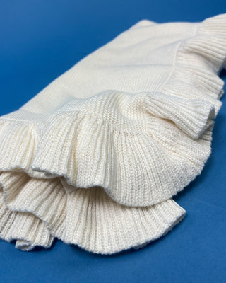 Shop the Ruffle Knit Baby Blanket in Petal Pink & Cloud White. Features soft textured knit and delicate double-layered ruffles. Perfect for baby gifts.