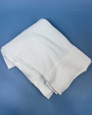 Shop the Flat Knit Baby Blanket in Mocha & Breezy Blue. Features a timeless textured knit design and soft, cozy feel. Perfect for newborn gifts.