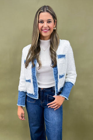 Denim Darling Open-Front Jacket