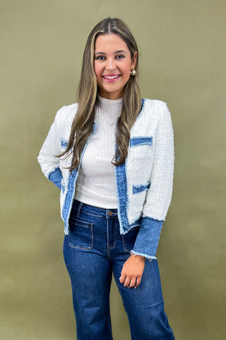 Denim Darling Open-Front Jacket