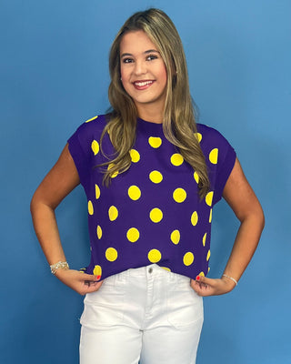 Purple Pop Polka Dot Knit Top