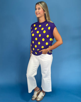 Purple Pop Polka Dot Knit Top