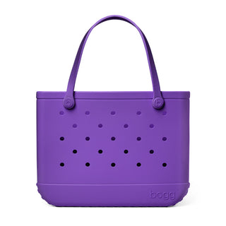 Purple tote bag with handle on a white background