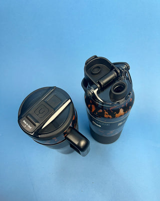 Shop the BrüMate Rise 35oz in Tortoise! This insulated, 100% leakproof water bottle features a 2-in-1 lid, carrying handle, and stylish tortoise finish.