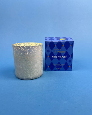 Shop the Capri Blue Volcano Artisan Boxed Candle 8oz featuring tropical fruits, sugared citrus, and a beautiful textured silver glass vessel. Perfect for gifting.