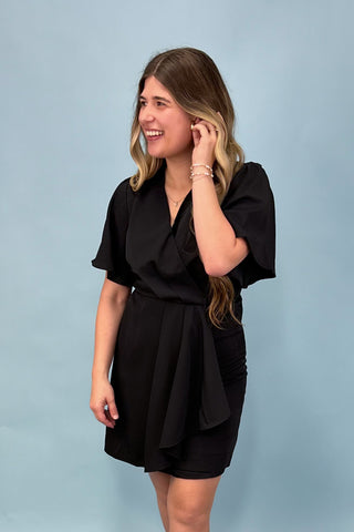 Wrapped In Romance Black Mini Dress