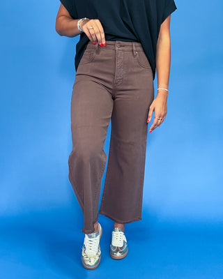 The Meghan Cocoa HR Wide Leg Jeans