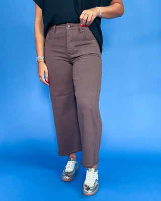 The Meghan Cocoa HR Wide Leg Jeans