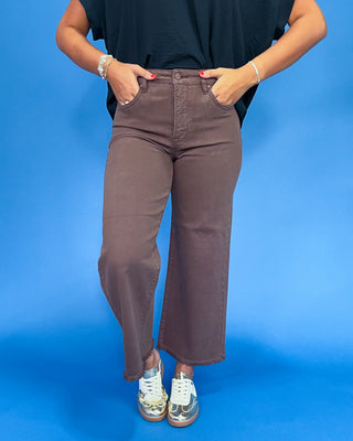 The Meghan Cocoa HR Wide Leg Jeans