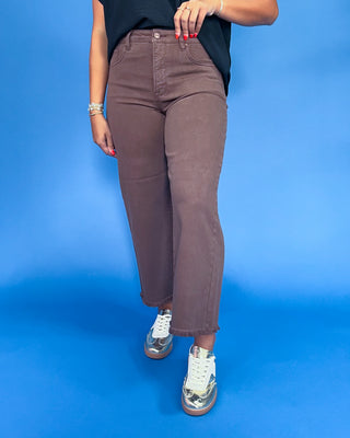 The Meghan Cocoa HR Wide Leg Jeans