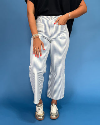 The Jessica Pinstripe HR Wide Leg Jeans