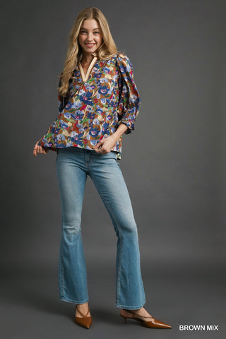 PLUS Fantasy Blooms Ruffle Top